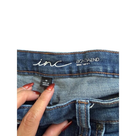 INC Macys Medium Wash Boyfriend Jeans Size US 16 - Picture 4 of 6